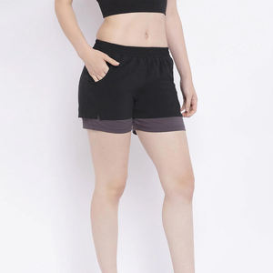 <b>Womens</b> Double Layer Workout Shorts Custom Logo Running Gym Shorts Manufacturer - Product Image 2