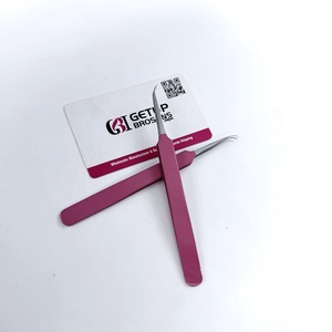 Pinzas Profesionales para Extensión de Pestañas, Curvadas y Delgadas, con Doble Brazo y Recubrimiento en Polvo Rosa, Punta Plateada, con Logotipo Personalizado, Instrumento de Belleza - Product Image 5