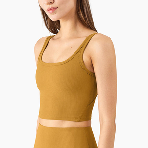 Débardeur de sport court en tricot côtelé solide basique pour femme - Product Image 6