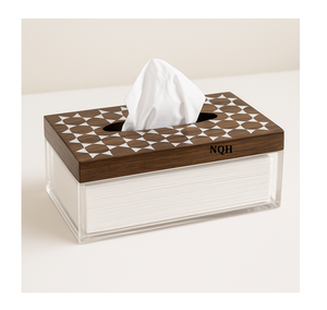 Porta pañuelos de lujo de madera de acacia Arabix, hecho a mano, con diseño islámico arabesco, cubierta de madera para pañuelos, para decoración del hogar en Ramadán. - Product Image 3