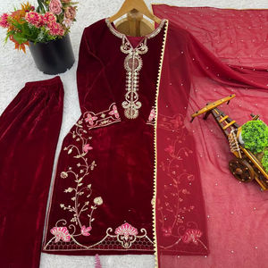 Conjunto de Fiesta de Diseñador: Top-Dupatta y Pantalón Completamente Cosido - Product Image 3