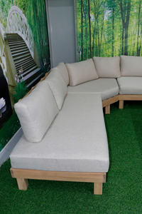 Acacia Corner Sofa Set Designed with Solid <b>Wood</b> Frame Comfortable Cushions and Practical Corner Layout for <b>Outdoor</b> Living - Product Image 6