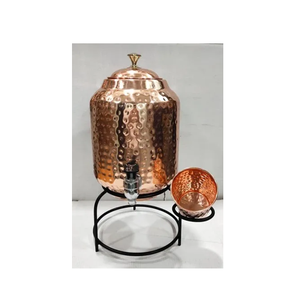 Copper <b>Water</b> Dispenser pot with metal stand Design Storage <b>Water</b> Containers for Sell brass knob Litter Good for Health - Product Image 1