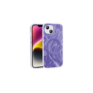 Funda de Silicona Compatible con Magsafe para iPhone 15, Diseño de Pintura con Pincel, Patrón de Paleta ASMA Púrpura de Lujo, Cubierta Protectora Trasera - Product Image 2