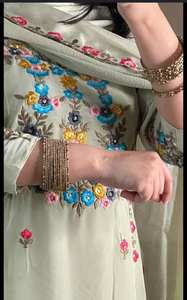 Nuevo Diseño de Ropa de Fiesta, Top Salwar Kameez de Seda Chinnon con Bordado Pesado y Lentejuelas, Manga de Secado Rápido - Product Image 3