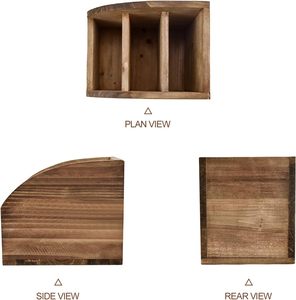 Rústico Vintage 3 ranuras organizador de escritorio de madera estilo granja suministros de oficina almacenamiento Control remoto Caddy organizador de escritorio de mesa - Product Image 3