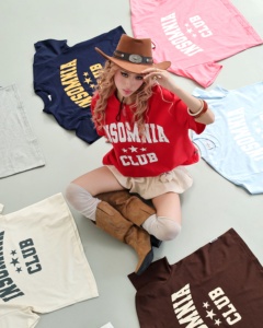 T-shirt Boxy 100% coton écologique OEM ODM pour femmes impression de broderie personnalisée fabrication de vêtements vietnamiens - Product Image 1