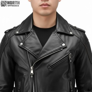 Chaqueta Bomber de Cuero Premium 100% Original, Chaqueta de Piloto de Carreras de Alta Calidad, Personalizada OEM, Camuflaje Frontal, Unisex - Product Image 4