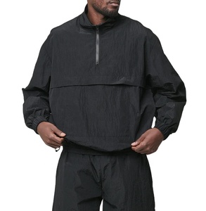 Veste en nylon froissé au design personnalisé, respirante, demi-zippée, coupe oversize, coupe-vent pour homme - Product Image 2