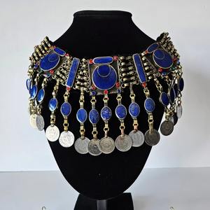 Collar Geométrico de Latón con Diamantes, Hecho a Mano, Tradicional Afgano, Étnico, Tribal, Cultural, Vintage, para Mujer, Bodas y Fiestas - Product Image 1