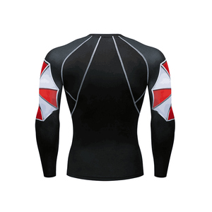 OEM hombres de manga larga Rash Guard secado rápido compresión Fitness entrenamiento camisa modelo personalizado Rush Guard para MMA protección solar - Product Image 3
