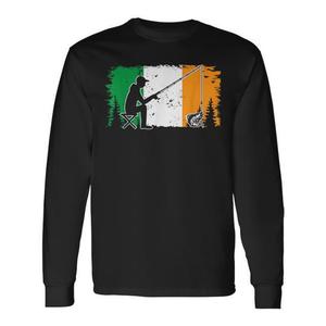 T-shirt à manches longues pour la pêche au brochet, drapeau irlandais, T-shirt promotionnel pour pêcheurs d'Irlande - Product Image 1