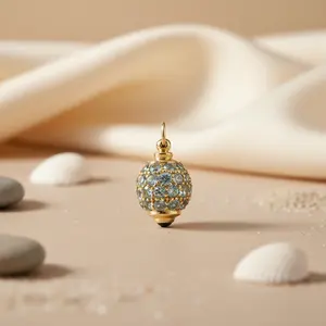 Colgante de Piedra Preciosa de Aguamarina con Baño de Oro de 14K y Topacio Azul, Estilo Religioso, para Mujer - Product Image 3