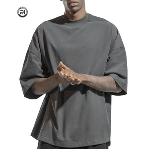 Custom Oversized 100% Cotton <b>Fleece</b> Drop Shoulder T-<b>Shirt</b> for <b>Men</b> OEM Manufacturer Pullover Tee High Quality Quick Dry - Product Image 1