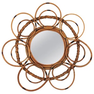 Espejo de pared de ratán indonesio de estilo moderno hecho a mano espejo decorativo de flores hermosas para el hogar sala de estar Baño - Product Image 1