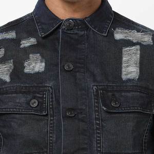 Veste en jean matelassée personnalisée pour hommes en grande quantité pour l'hiver vêtements à fleurs brodés sur toute la surface veste en jean pour hommes - Product Image 5