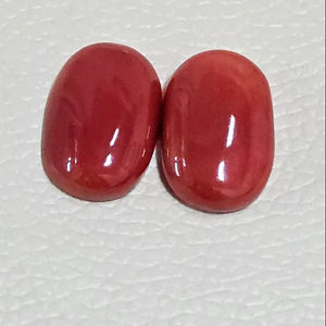 Coraux rouges italiens, pierres précieuses méditerranéennes, forme ovale plate, coraux en vrac pour la création de bijoux - Product Image 1