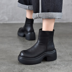 Bottes hautes plates chics pour femmes, confortables, à bout rond, à enfiler, pour le quotidien, extensibles, pour femmes - Product Image 3