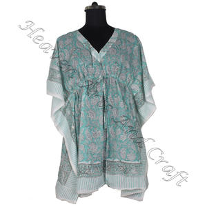 2025 dernières conceptions de robe indienne mode robe courte caftan conceptions main bloc impression caftan fait à la main indien Caftan Abaya caftan - Product Image 4