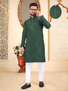 Standard Quality Traditional Indian Wear Long <b>Kurta</b> Pajama Made of Pure Cotton Fabric From Indian Supplier - Product Image 6