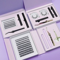 Kit de pestañas postizas hechas a mano con puntas, pestañas inferiores gruesas y largas de 8-18 mm, pelo sintético, 12 filas
