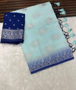 Sarees de mariage pakistanais indien Sarees en soie pure indienne du sud Kanchipuram Handloom tissage Saree en soie - Product Image 1