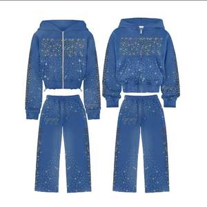 Conjunto Deportivo de Invierno con Capucha, Unisex, Tallas Grandes, Transpirable, con Pedrería, Estilo Gráfico de Lujo - Product Image 4