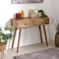 Table console avec 2 tiroirs en bois de manguier clair Marlowlight