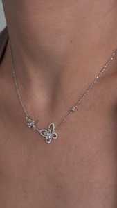 Collier infini céleste double de 1,94 ct avec papillon, fait à la main en or blanc 14 carats, collier en diamant de taille personnalisée - Product Image 4