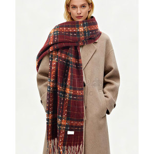Winter Long Soft Cotton <b>Neck</b> Wrap Breathable Material Lightweight Eco-Friendly Feel Simple Pattern Casual Everyday Fashion <b>Scarf</b> - Product Image 5