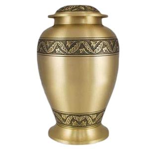American Style Traditional Design Gold Brass Cremation <b>Urn</b> With Bands for Funeral Ashes Extra <b>Large</b> Adult Size Cremation Urnsd - Product Image 1