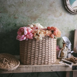 Handwoven Handmade Eco-Friendly Nesting Storage <b>Hamper</b> Oval Storage <b>Baskets</b> Natural Rattan Modern Multifunction Artex Green - Product Image 4