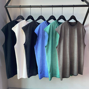 T-shirt col rond uni pur coton personnalisé de bonne qualité pour hommes T-shirt vierge sans manches de grande taille pour hommes - Product Image 1