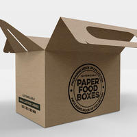Boîte en papier d'emballage alimentaire pliable personnalisée avec poignées, boîtes à emporter pour biscuits, beignets, pâtisserie, gâteaux, boîtes à rabat