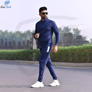 Conjunto de chándales con cremallera para correr a la moda de lujo para hombre 2024, poliéster, algodón, transpirable, informal, ajustado, estampado, dos piezas de verano para - Product Image 2