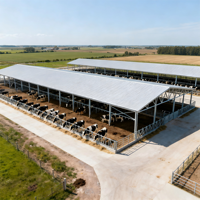 Structure moderne en acier Ferme d'élevage de vaches Hangar de garage Maison préfabriquée Entrepôt pour ateliers Plantes Vent élevé