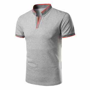 Polo à manches courtes pour homme, noir, tricoté, couleur unie, coupe classique, avec col à bordure blanche - Product Image 6