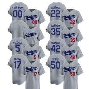 Maillots de baseball alternatifs pour hommes 2025 Los Angeles Road, personnalisables, uniformes brodés avec logos, gris - Product Image 1