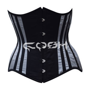 Corsé de entrenamiento de cintura bajo el busto en satén gris y negro - Product Image 3