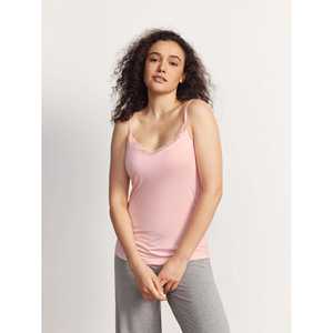 Camisole décontractée haut de gamme personnalisée sans manches à col en V en modal et dentelle avec bretelles réglables, tricotée et sans couture - Product Image 3