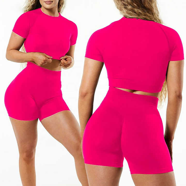 Women Clothing Tight Sportswear Sports Suit Gym Fitness Yoga Sets Leggings Seamless Activewear Cross Back Tank Top Yoga Sets