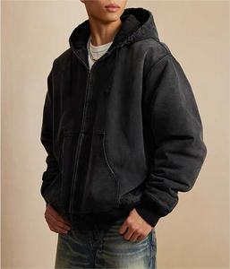 Veste matelassée en toile lavée, coupe-vent, imperméable et respirante, style urbain, col montant, personnalisable OEM, haute qualité, pour l'hiver - Product Image 6