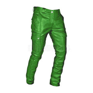 Pantalon Cargo en cuir pour homme de couleur unie Pantalon Cargo en cuir à poches multiples Pantalon Cargo en cuir pour homme de marque privée à vendre - Product Image 2