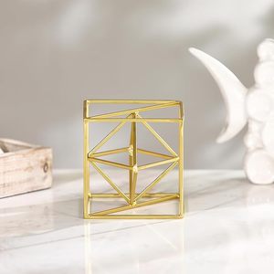 Modern Square Abstract Decorative Iron and Wood <b>Balls</b> Golden <b>Spheres</b> Sculpture for Home Office Table Bookshelf Living Room - Product Image 2