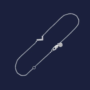 กำไลข้อมือเพชรทรงกลมแบบ Signature Initial ประดับเพชรทรงกลมที่เพาะเลี้ยงในห้องปฏิบัติการ น้ำหนัก 0.02-0.04 กะรัต H+-SI ทองคำแท้ 14K เครื่องประดับยอดนิยม - Product Image 3