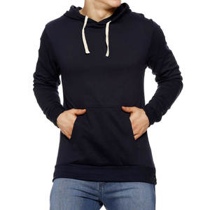 OEM Custom <b>Men</b> Hoodie Navy Blue Slim Fit Fleece Pullover <b>White</b> Contrast Drawstring <b>Sweatshirt</b> Factory Wholesale Low MOQ Bulk - Product Image 1