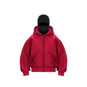 Cagoule à capuche unisexe en polaire lourde personnalisée Sweat à capuche Ninja zippé à motif solide avec couvre-visage pour l'hiver - Product Image 3