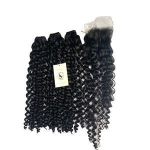 Tissage brésilien brut non traité, cuticule alignée, fournisseurs vierges, lots de cheveux 100 humains avec Lace Closure, vente en gros - Product Image 1