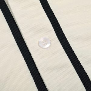 Unisex Baseball Jersey Short Sleeve Cream Color <b>Button</b> Front 100% Polyester Solid Design Regular Fit All Seasons Apparel - Product Image 4
