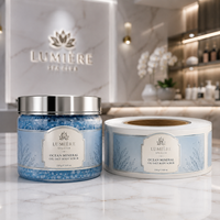 Étiquettes personnalisées pour pots de gommage à l'huile et au sel, impression dorée métallisée, autocollants adhésifs en rouleau, solution de marquage cosmétique, étiquettes d'emballage